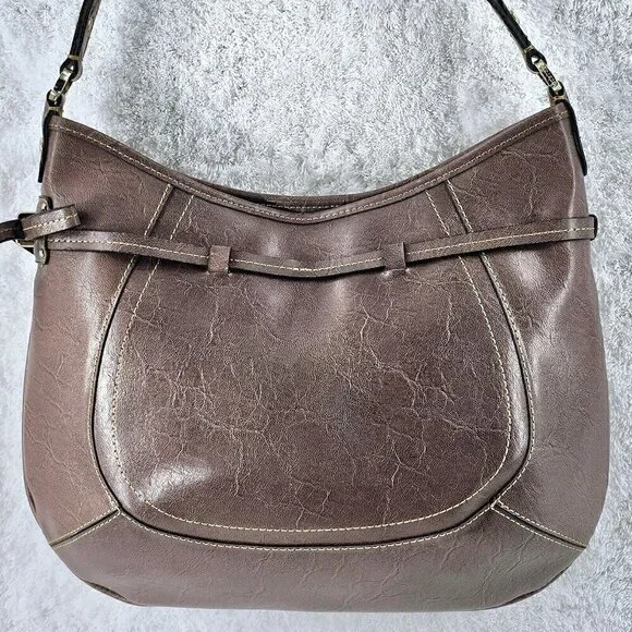 Liz Claiborne Vintage Taupe Faux Leather Hobo  Shoulder Bag - Picture 13 of 16